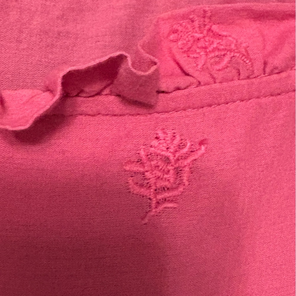 ✨Talbots Fuchsia Embroidered Ruffle Blouse | Bold & Feminine | Size XL - Picture 8 of 9